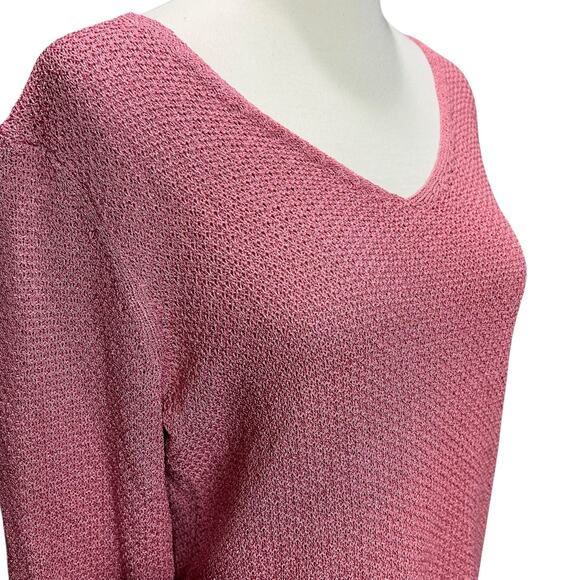Eileen Fisher Sweater Top Womens S Pink Fine Gauge Crochet Italian Yarn Coastal - Picture 3 of 14